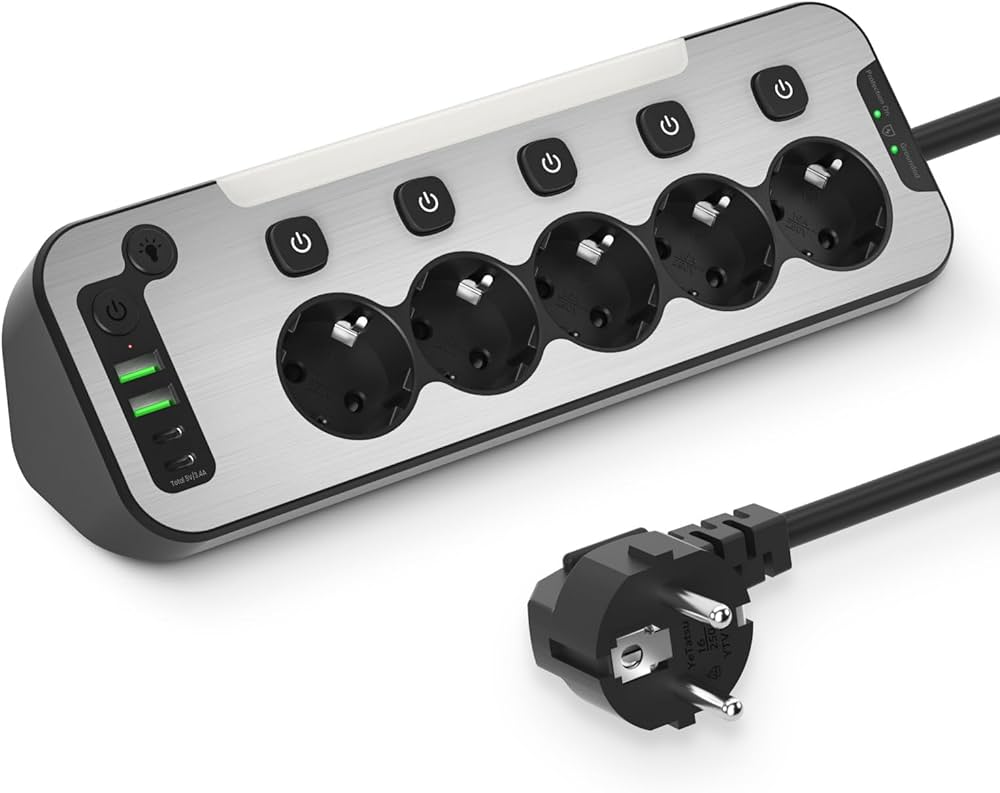 AONOKA Bağımsız Anahtarlı Çoklu Priz,Akım Korumalı Çoklu Priz,Masa